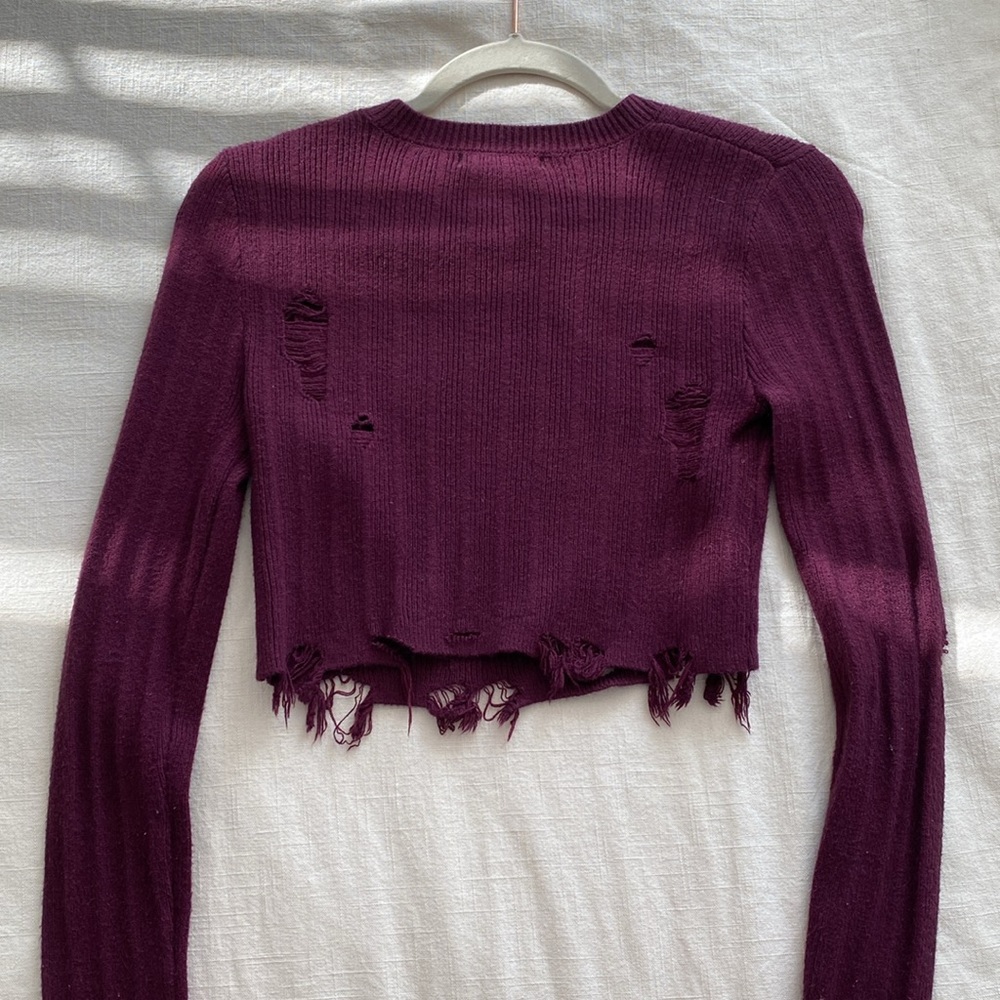 Distressed Cropped Sweater - Picture 3 of 3